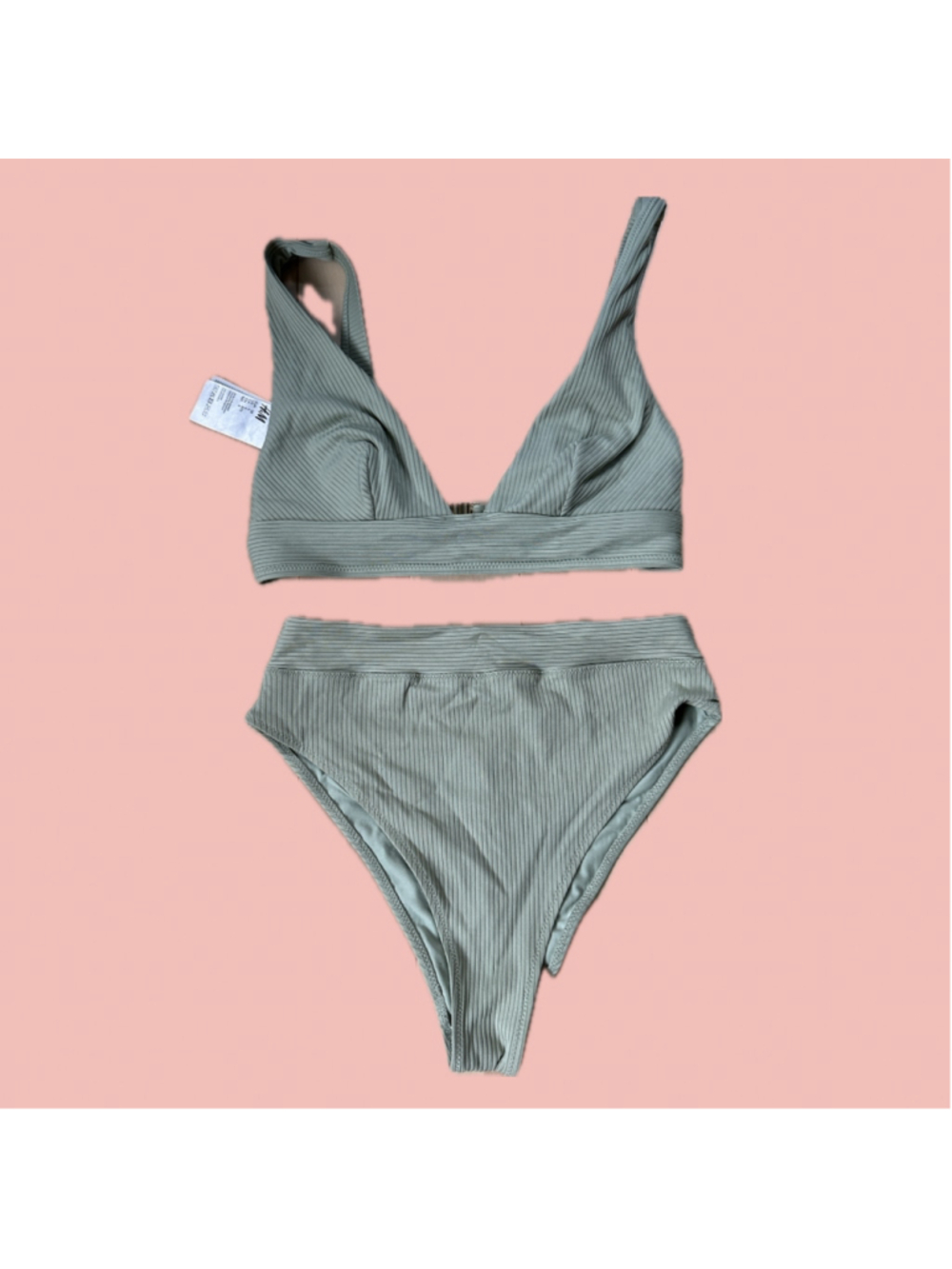 2 for 10 π§‘H&M Sage Green Ribbed Bikini Set β Size 6
